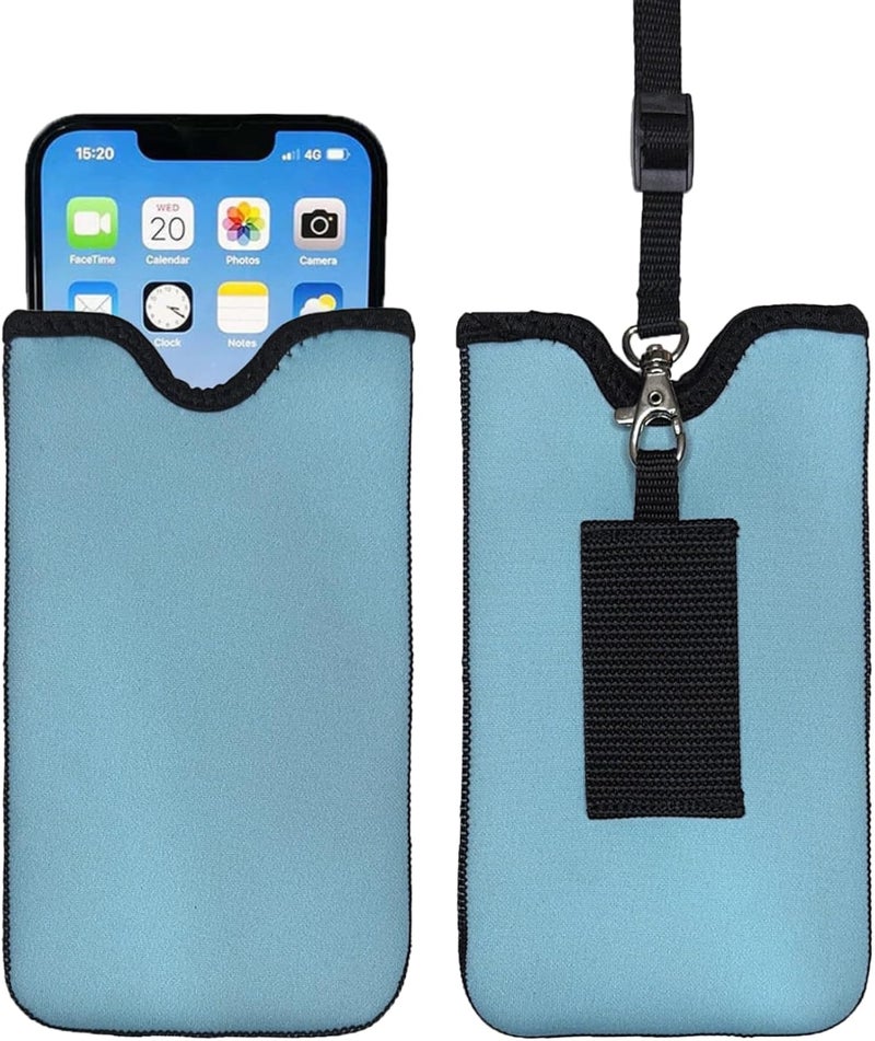Tainada Neoprene Shockproof Phone Sleeve Pouch Carrying Case for Women with Neck Lanyard, Belt Loop Holster for iPhone 17/16 Pro Max, 16 Plus; Samsung S25+, A54 ; Google Pixel 10, 9a (Turquoise Blue) - Image 1